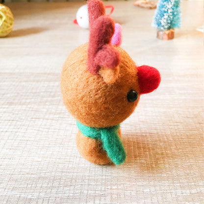 Handmade Needle felted reindeer Rudolph felting kit project Christmas cute for beginners starters