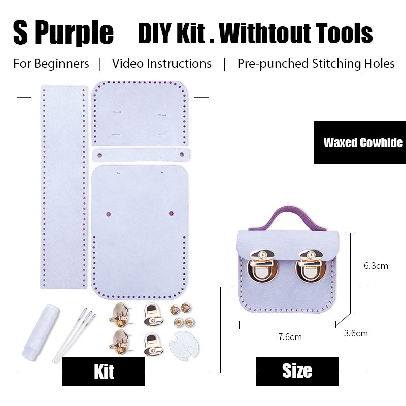 DIY Leather AirPods Case Kits DIY Leather Mini Satchel Bag Kit DIY Purple Waxed Leather Projects DIY Leather Pouch Kit