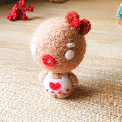 Handmade Needle felted gingerbread man felting kit project Christmas cute for beginners starters