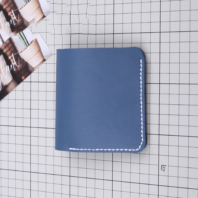 Womens Leather Small Wallet Kit DIY Blue Leather Slim Wallets Kit DIY Eco Leather Project DIY Leather Kit