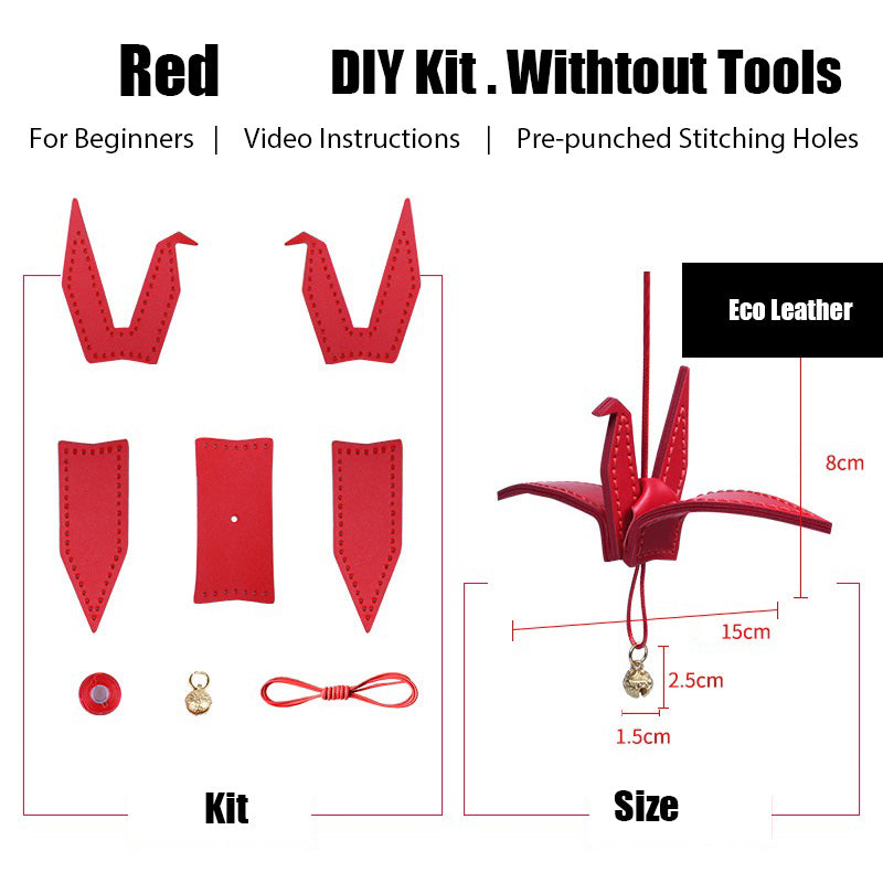 Cute DIY Leather Paper Crane Kit DIY Red Project DIY Leather Paper Crane Charm Kit