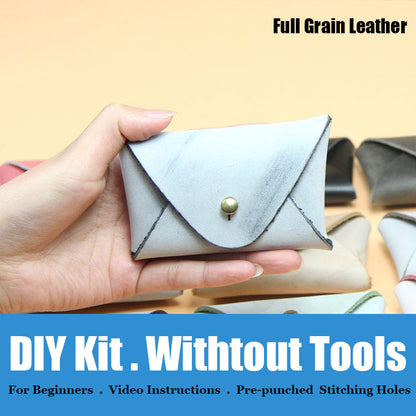 Minimalism Leather Card Holder Kit DIY Leather Coin Wallet Kit DIY Leather Projects DIY Leather Kit