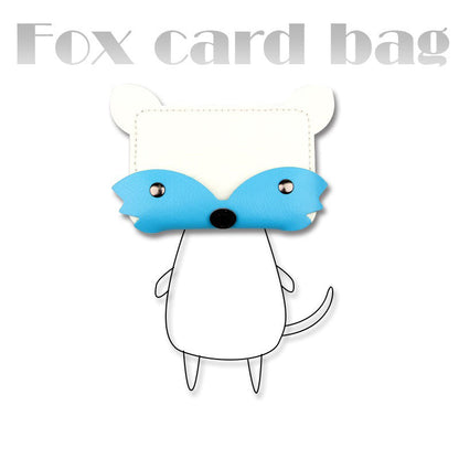 Blue&white Leather Card Holder Kit DIY Leather Fox Coin Wallets Kit DIY Eco Leather Project DIY Leather Kit