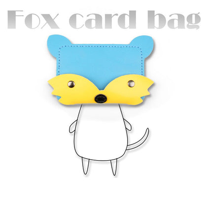 White&Blue Leather Card Holder Kit DIY Leather Fox Coin Wallets Kit DIY Eco Leather Project DIY Leather Kit