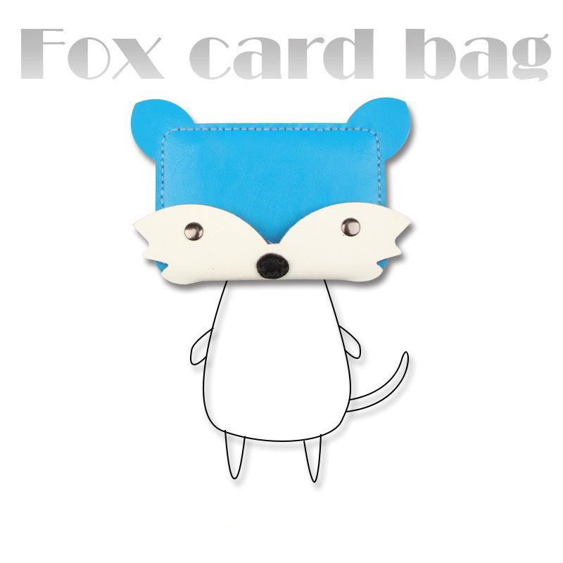 Blue&white Leather Card Holder Kit DIY Leather Fox Coin Wallets Kit DIY Eco Leather Project DIY Leather Kit