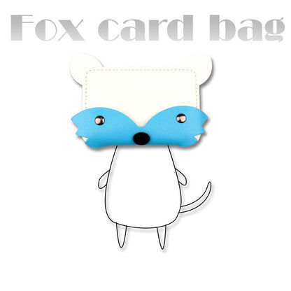 White&Blue Leather Card Holder Kit DIY Leather Fox Coin Wallets Kit DIY Eco Leather Project DIY Leather Kit