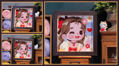 Cute Aerith Needle felted Painting Kit Needle felting Project Needle felting For Beginners