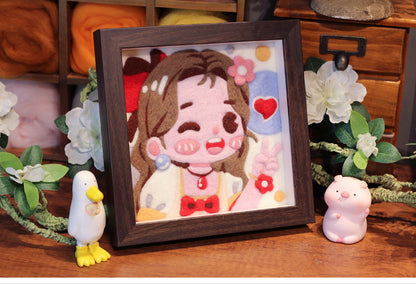 Cute Aerith Needle felted Painting Kit Needle felting Project Needle felting For Beginners