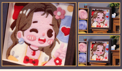 Cute Aerith Needle felted Painting Kit Needle felting Project Needle felting For Beginners