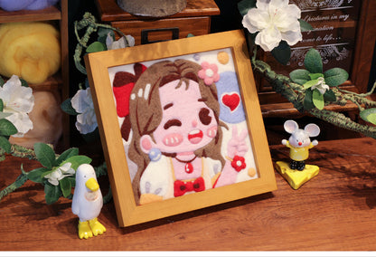 Cute Aerith Needle felted Painting Kit Needle felting Project Needle felting For Beginners