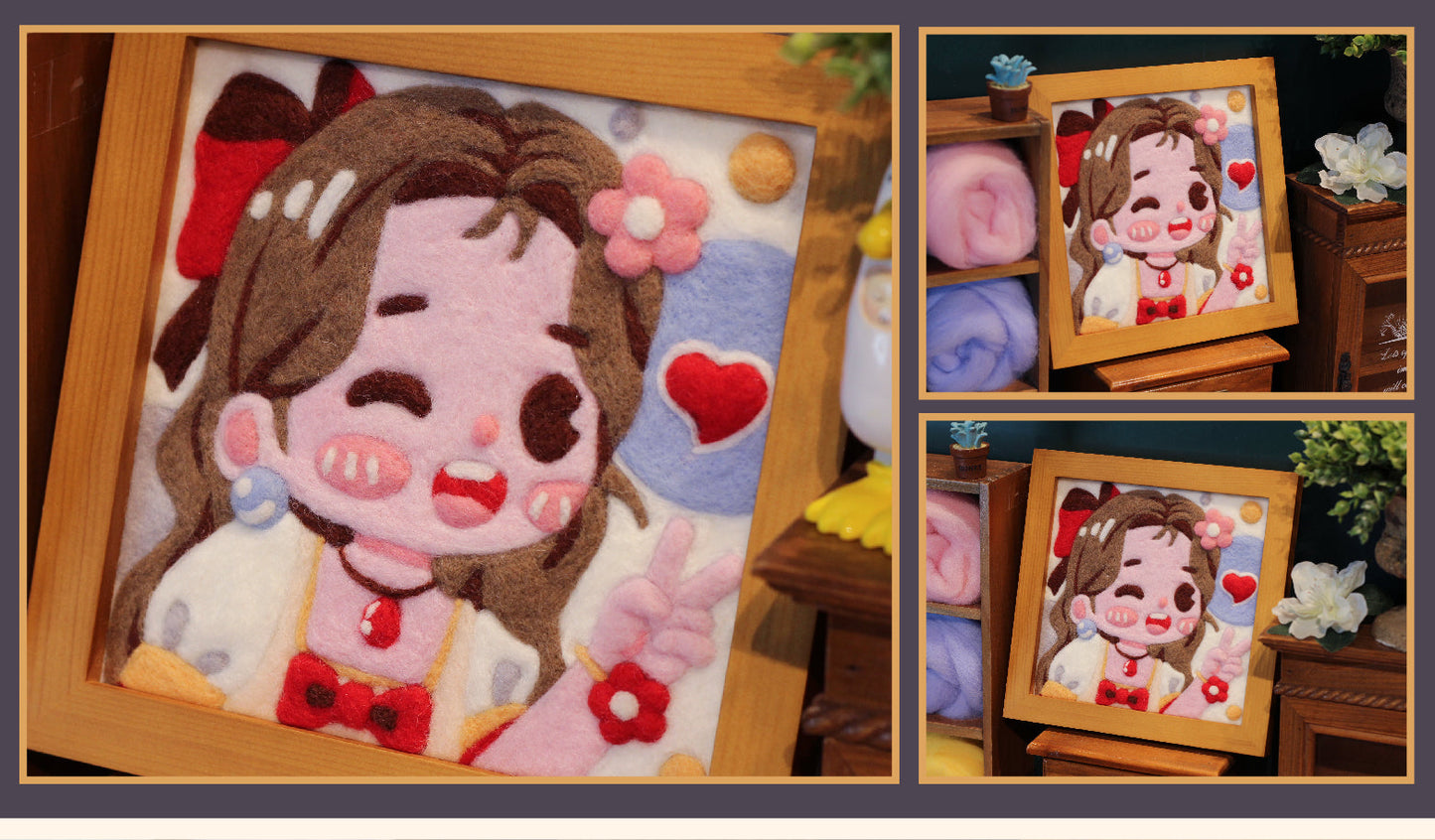 Cute Aerith Needle felted Painting Kit Needle felting Project Needle felting For Beginners