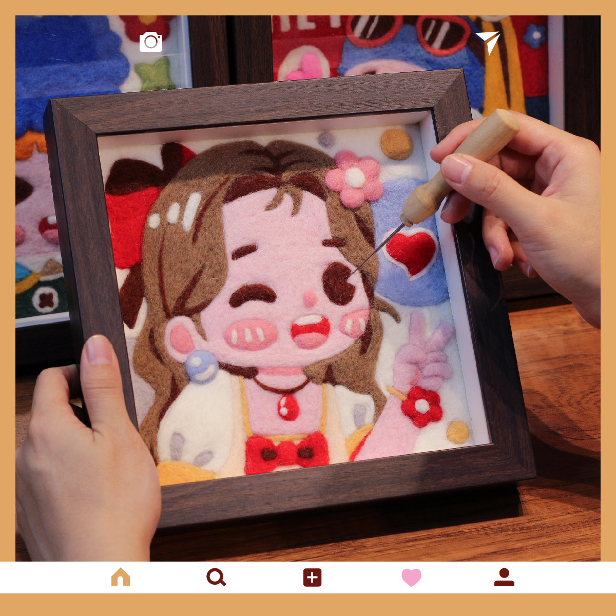 Cute Aerith Needle felted Painting Kit Needle felting Project Needle felting For Beginners