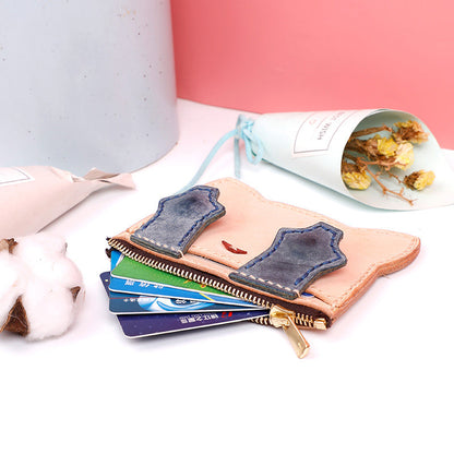 Leather Pattern Leather Card Holder Pattern Cute Cat Coin Wallet Leather Craft Patterns Leather Templates