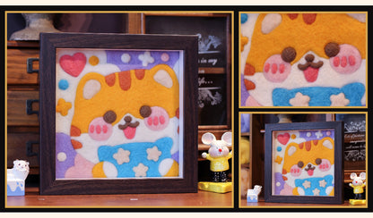 Cute Cat Needle felted Painting Kit Needle felting Project Needle felting For Beginners