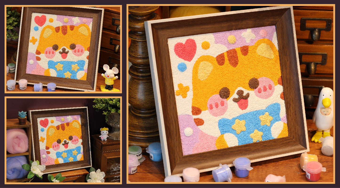 Cute Cat Needle felted Painting Kit Needle felting Project Needle felting For Beginners