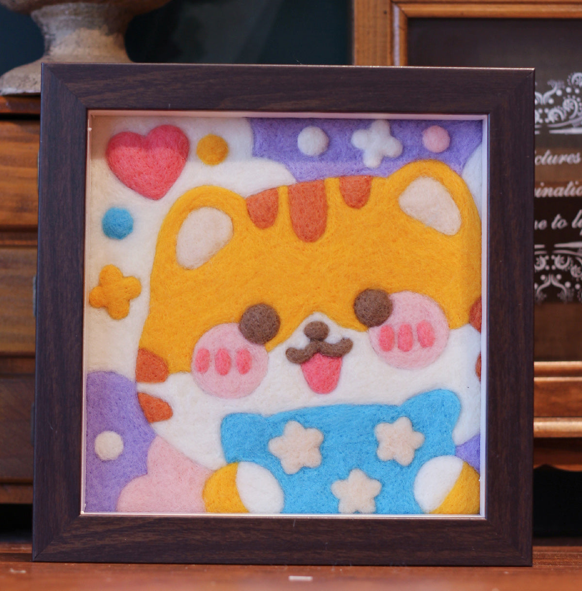 Cute Cat Needle felted Painting Kit Needle felting Project Needle felting For Beginners