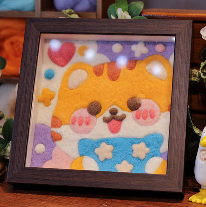 Cute Cat Needle felted Painting Kit Needle felting Project Needle felting For Beginners