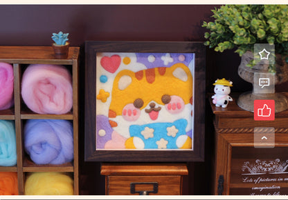 Cute Cat Needle felted Painting Kit Needle felting Project Needle felting For Beginners