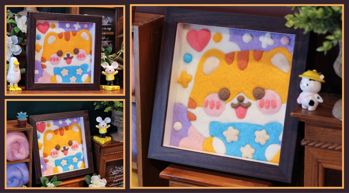 Cute Cat Needle felted Painting Kit Needle felting Project Needle felting For Beginners