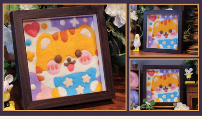 Cute Cat Needle felted Painting Kit Needle felting Project Needle felting For Beginners