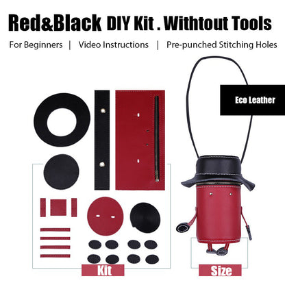 Cute DIY Leather Bucket Bag Kit DIY Red Leather Project DIY Shoulder Purse Leather Womens DIY Leather Phone Bag Kit