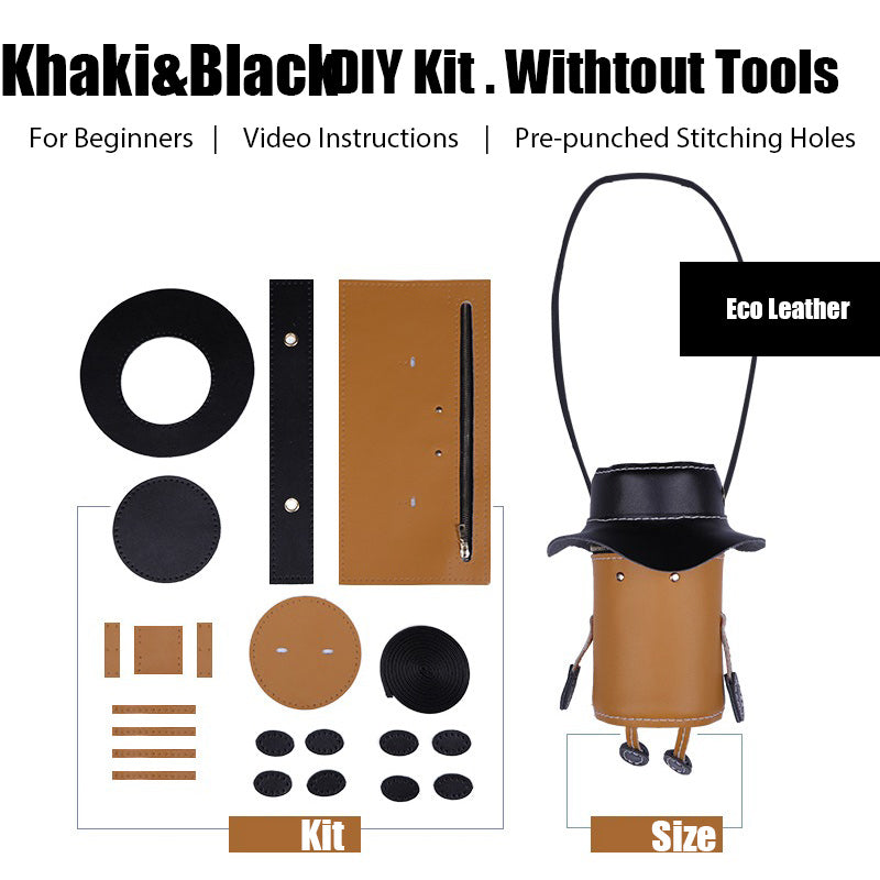 Cute DIY Leather Bucket Bag Kit DIY Blue Leather Project DIY Shoulder Purse Leather Womens DIY Leather Phone Bag Kit