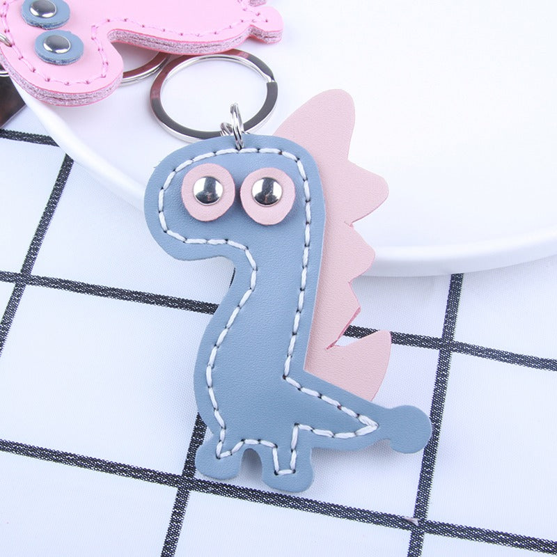 Cute DIY Leather Dinosaur Key Charm Kit DIY Blue Leather Project DIY Dinosaur Leather Womens Bag Charm DIY Kit