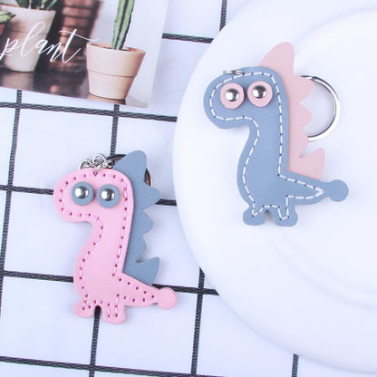 Cute DIY Leather Dinosaur Key Charm Kit DIY Blue Leather Project DIY Dinosaur Leather Womens Bag Charm DIY Kit