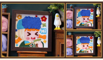 Cute Girl Self-Portraits Needle felted Painting Kit Needle felting Project Needle felting For Beginners