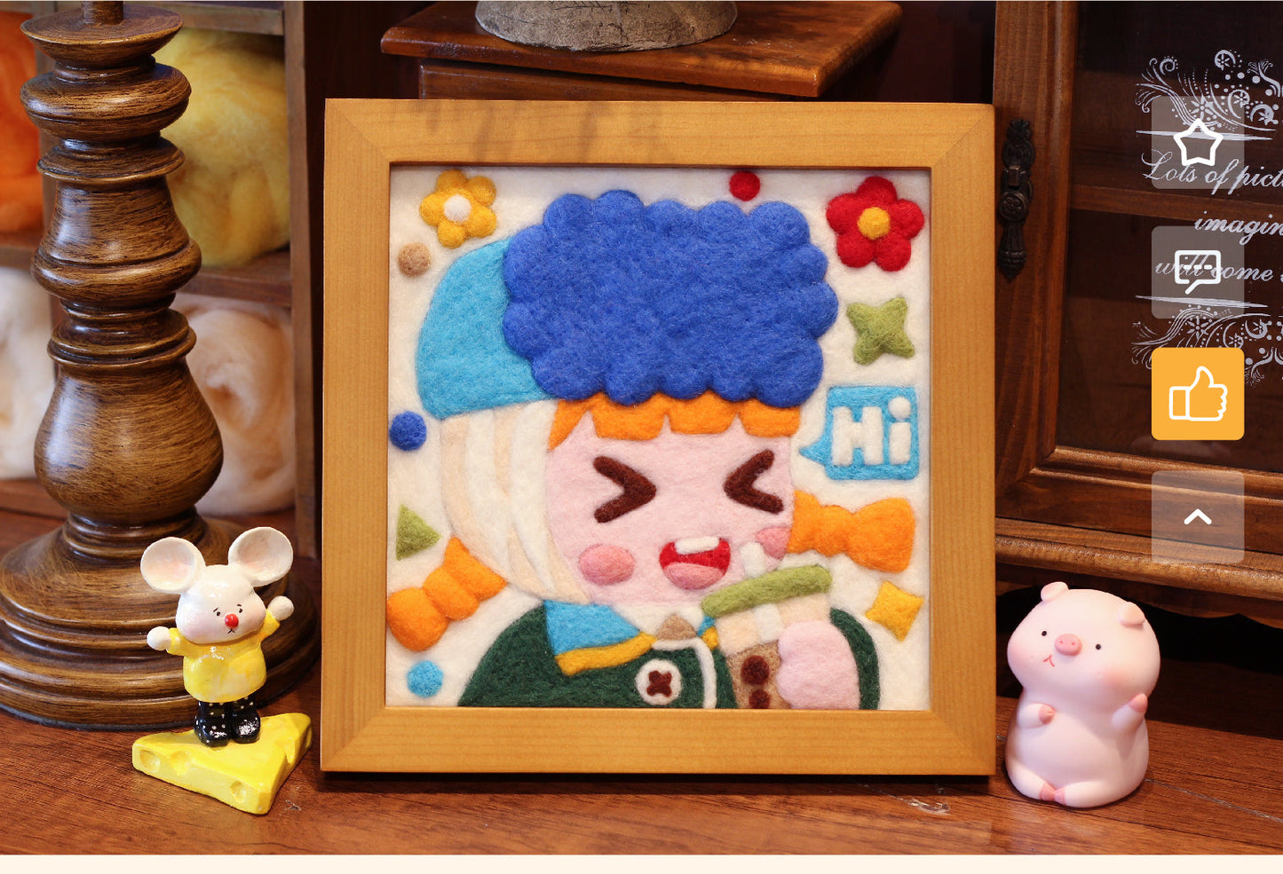 Cute Girl Self-Portraits Needle felted Painting Kit Needle felting Project Needle felting For Beginners