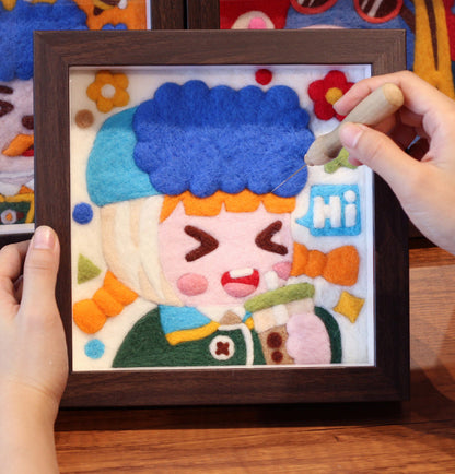 Cute Girl Self-Portraits Needle felted Painting Kit Needle felting Project Needle felting For Beginners