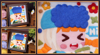 Cute Girl Self-Portraits Needle felted Painting Kit Needle felting Project Needle felting For Beginners