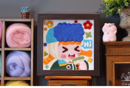 Cute Girl Self-Portraits Needle felted Painting Kit Needle felting Project Needle felting For Beginners