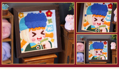 Cute Girl Self-Portraits Needle felted Painting Kit Needle felting Project Needle felting For Beginners