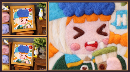 Cute Girl Self-Portraits Needle felted Painting Kit Needle felting Project Needle felting For Beginners