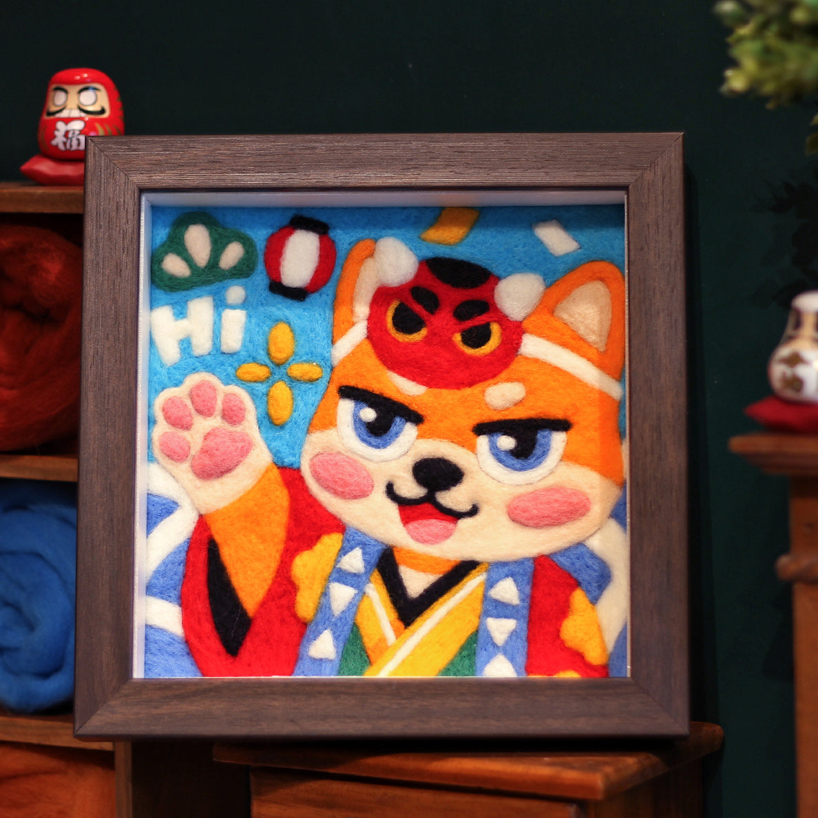 Cute Shiba Inu In Kimono Needle felted Painting Kit Needle felting Project Needle felting For Beginners