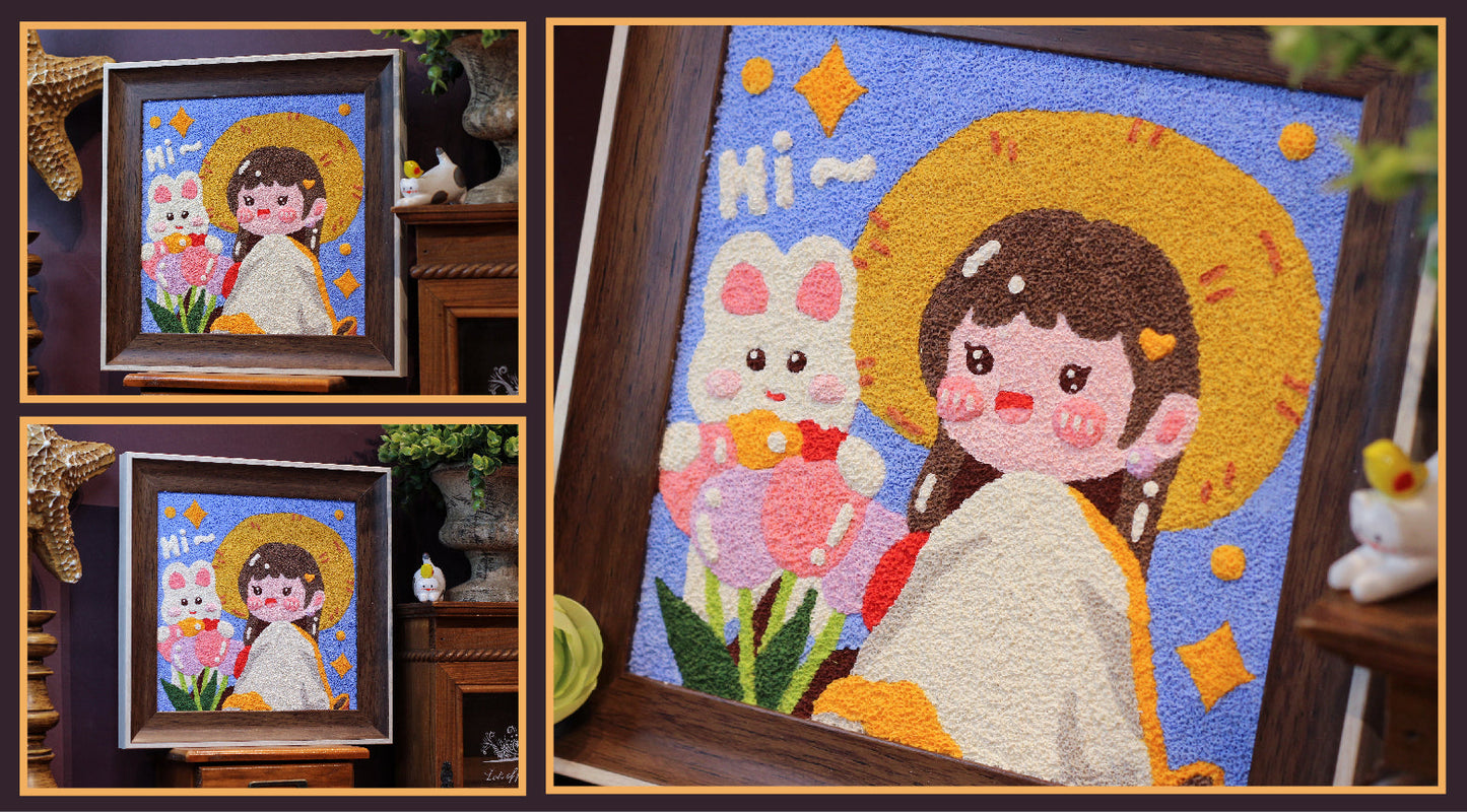 Cute Tulip Girl Needle felted Painting Kit Needle felting Project Needle felting For Beginners