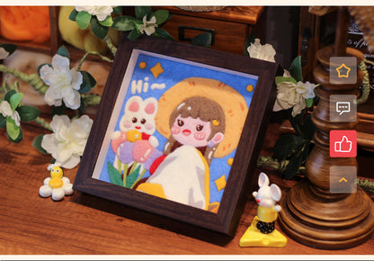 Cute Tulip Girl Needle felted Painting Kit Needle felting Project Needle felting For Beginners