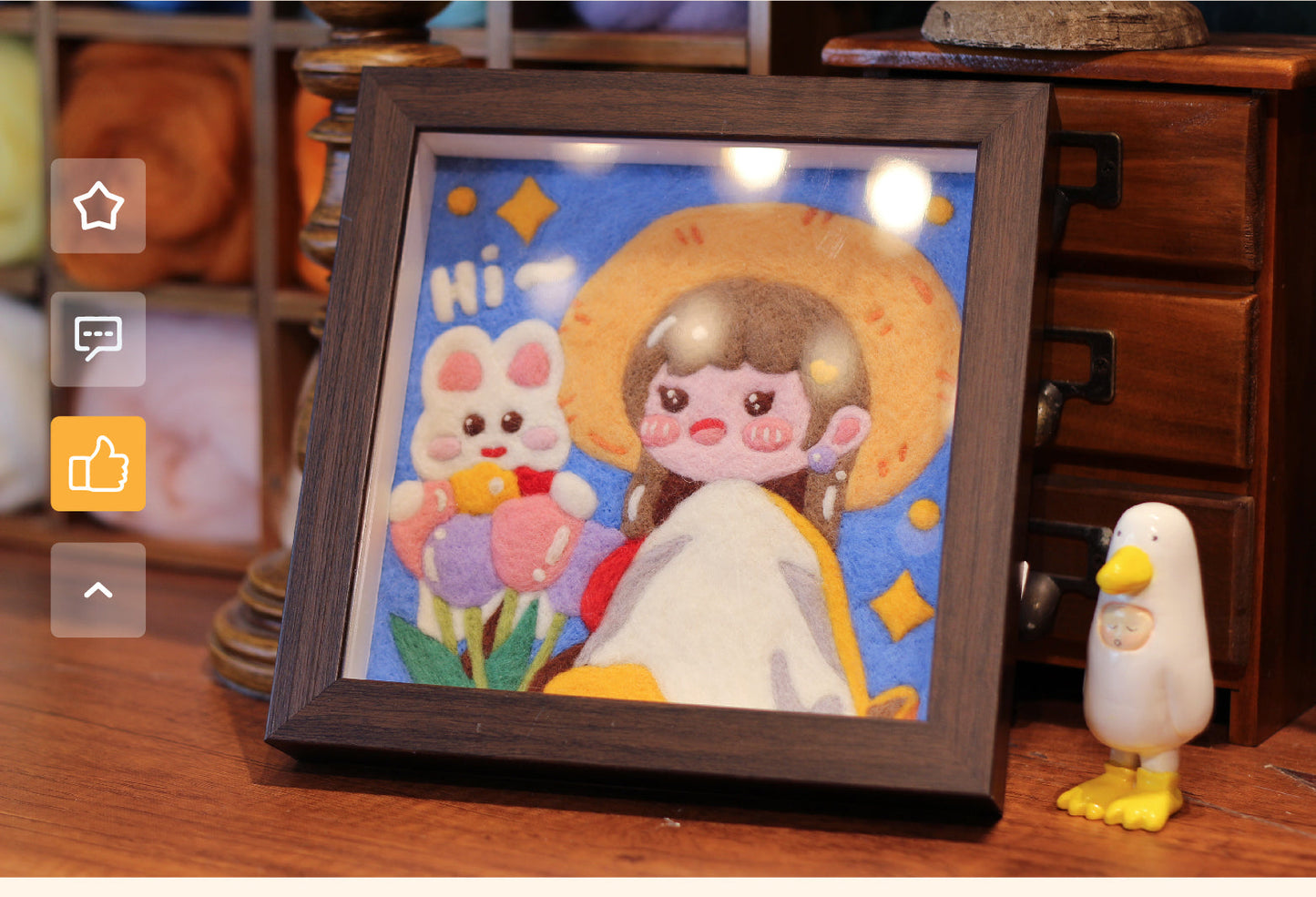 Cute Tulip Girl Needle felted Painting Kit Needle felting Project Needle felting For Beginners