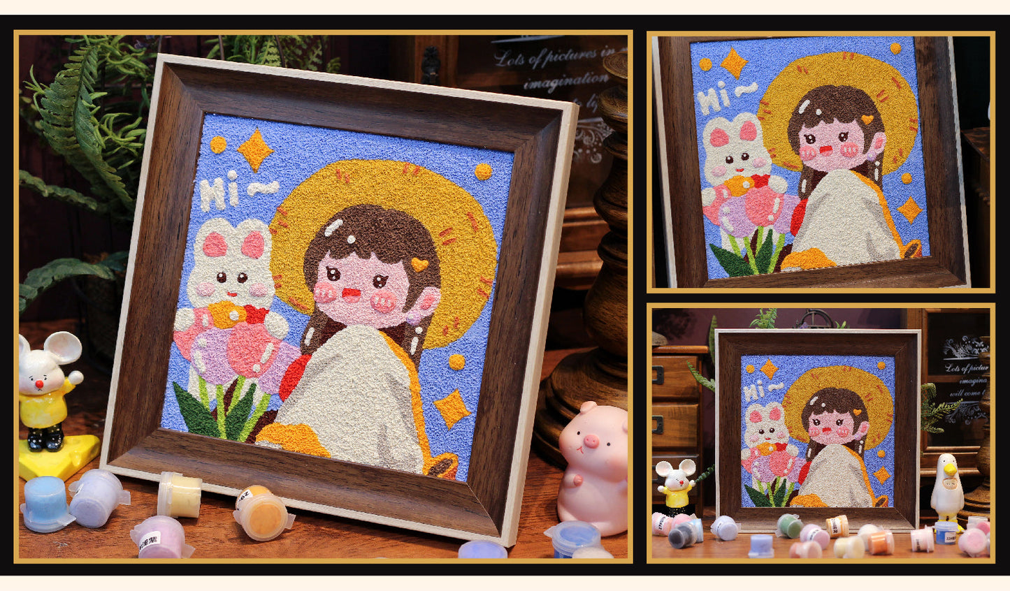 Cute Tulip Girl Needle felted Painting Kit Needle felting Project Needle felting For Beginners