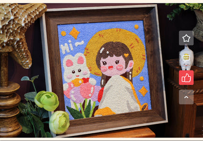 Cute Tulip Girl Needle felted Painting Kit Needle felting Project Needle felting For Beginners