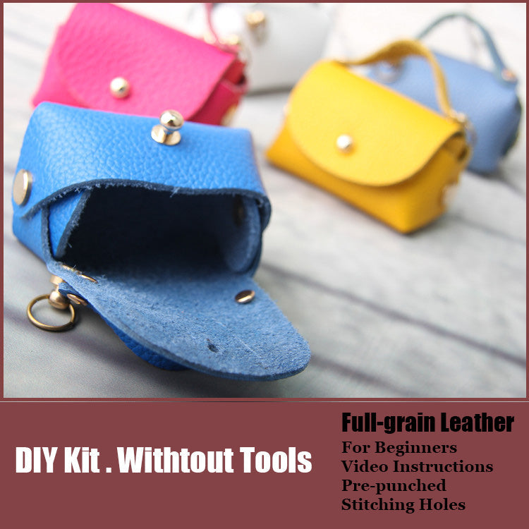 DIY Leather Coin Pouch Kits DIY Light Blue Leather Projects DIY Leather Mini HandBag Kit DIY Leather Pouch Kit