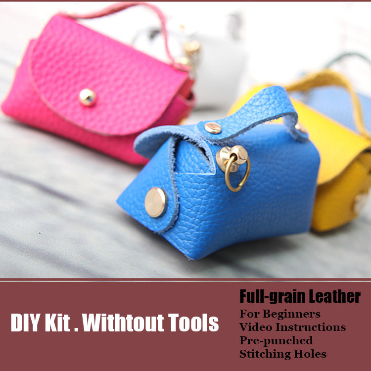 DIY Leather Coin Pouch Kits DIY Light Blue Leather Projects DIY Leather Mini HandBag Kit DIY Leather Pouch Kit