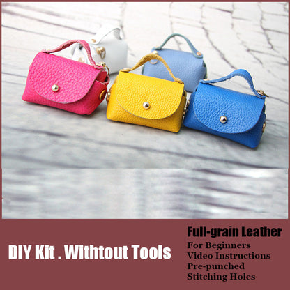 DIY Leather Coin Pouch Kits DIY Light Blue Leather Projects DIY Leather Mini HandBag Kit DIY Leather Pouch Kit