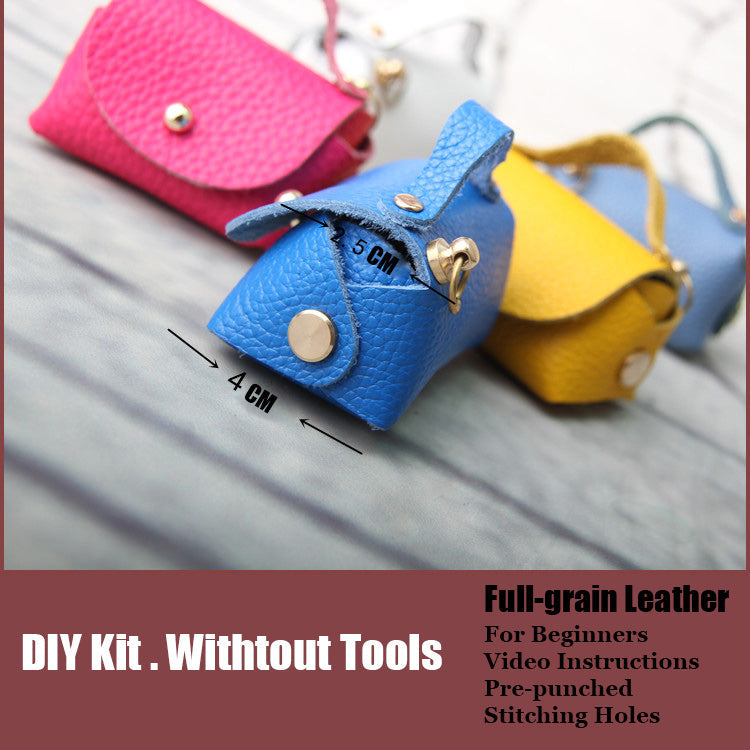 DIY Leather Coin Pouch Kits DIY Light Blue Leather Projects DIY Leather Mini HandBag Kit DIY Leather Pouch Kit