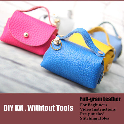 DIY Leather Coin Pouch Kits DIY Light Blue Leather Projects DIY Leather Mini HandBag Kit DIY Leather Pouch Kit