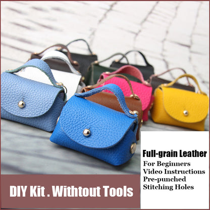 DIY Leather Coin Pouch Kits DIY Light Blue Leather Projects DIY Leather Mini HandBag Kit DIY Leather Pouch Kit