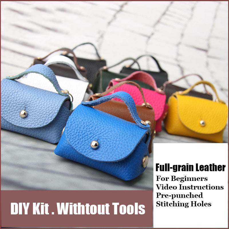 DIY Blue Leather Pouch Kits DIY Leather Projects DIY Leather Mini HandBag Kit DIY Leather Coin Pouch Kit