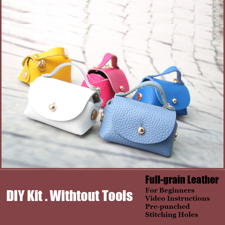 DIY Leather Coin Pouch Kits DIY Light Blue Leather Projects DIY Leather Mini HandBag Kit DIY Leather Pouch Kit