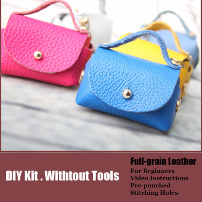 DIY Leather Coin Pouch Kits DIY Light Blue Leather Projects DIY Leather Mini HandBag Kit DIY Leather Pouch Kit